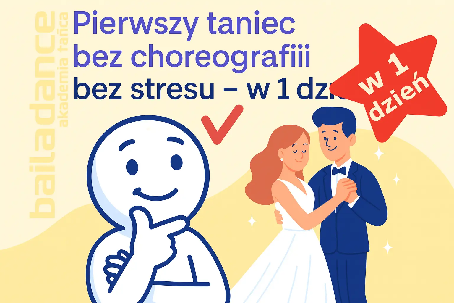 Para przygotowująca się do pierwszego tańca z pomocą instruktora, symbolizująca kurs tańca bez stresu w 1 dzień Nowy Sącz
